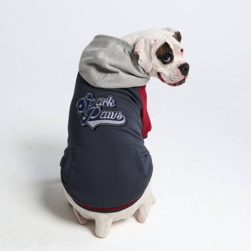 Dog Varsity Jacket - Grey Red