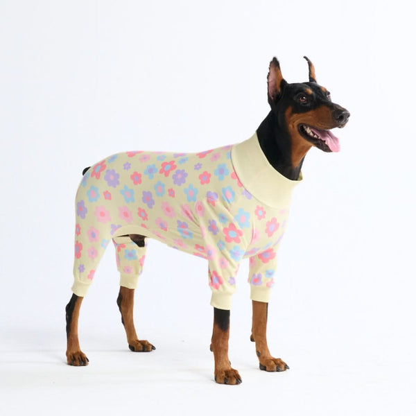 Hunde Pyjama - Blumen Gelb