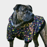 Vintage Flower Hundehoodie – Schwarz