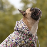 Vintage Flower Hundehoodie – Hellgrau