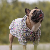 Vintage Flower Hundehoodie – Hellgrau